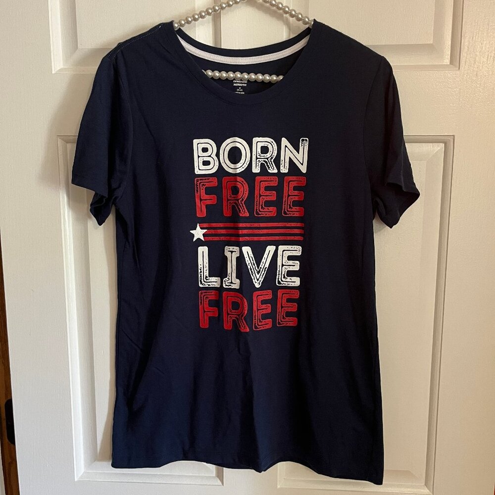 Way To Celebrate Ladies Patriotic Crew Neck Short Sleeve Tee Size M (8-10)
